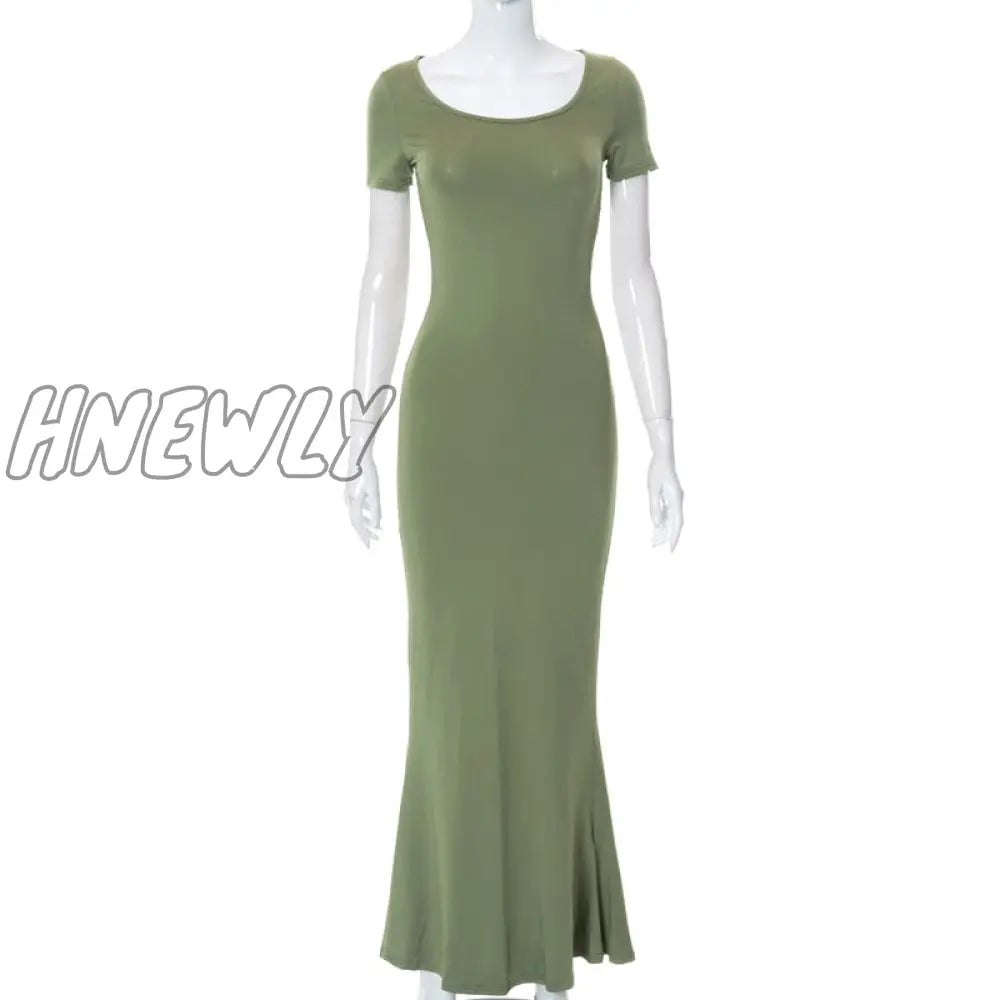 Hnewly Satin Slip Sleeveless Backless Maxi Dress Women Y2K Summer Bodycon Elegant Sexy Outfits