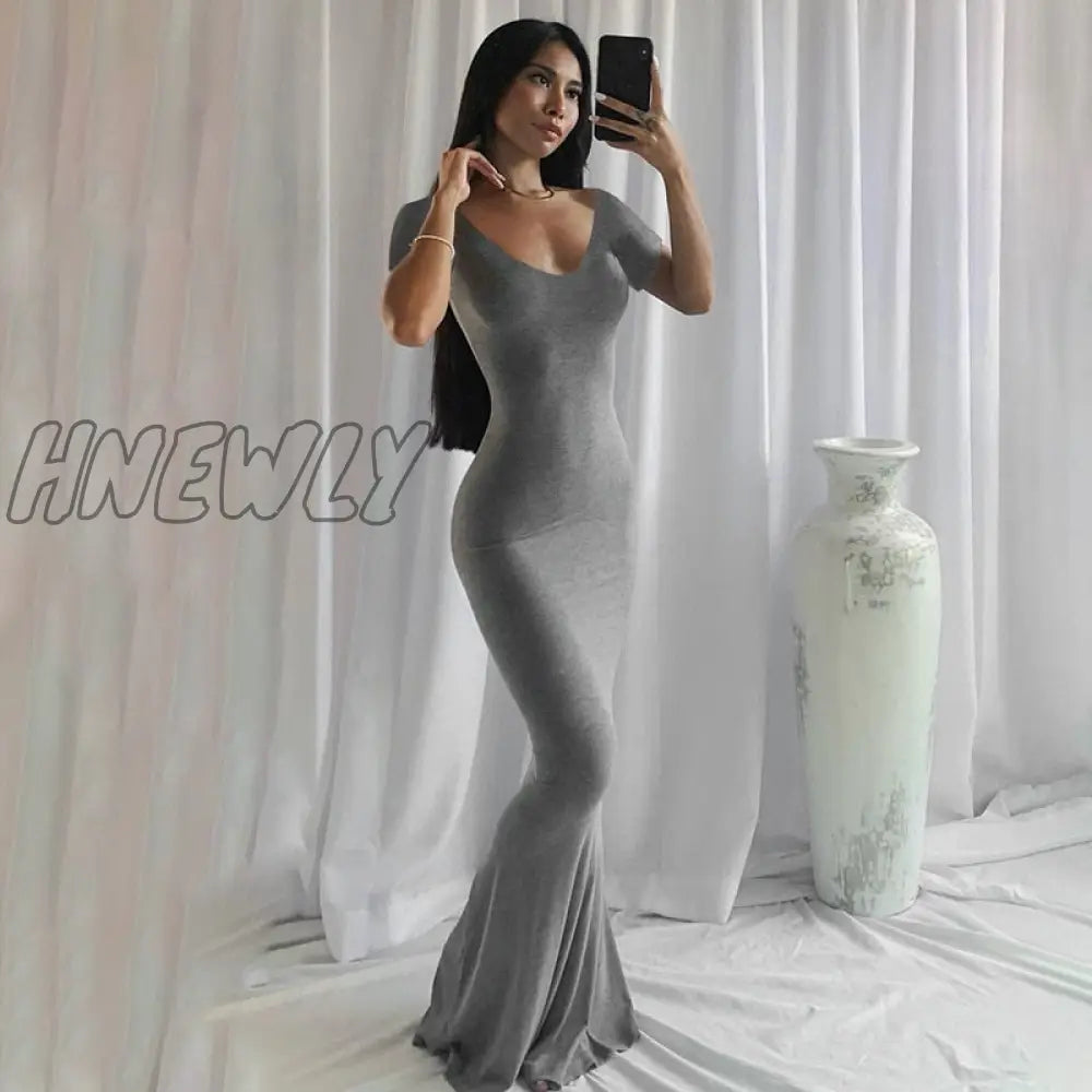Hnewly Satin Slip Sleeveless Backless Maxi Dress Women Y2K Summer Bodycon Elegant Sexy Outfits