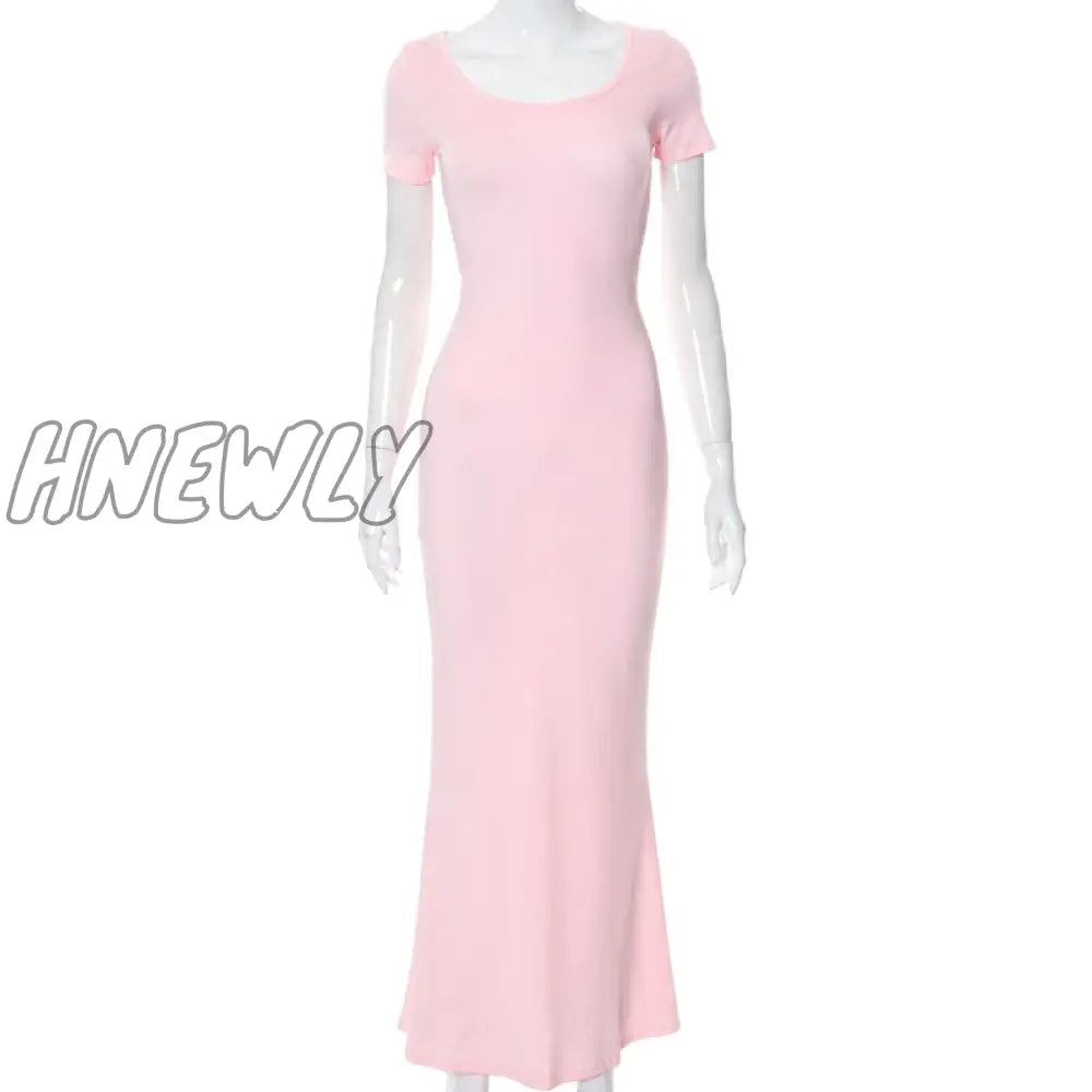 Hnewly Satin Slip Sleeveless Backless Maxi Dress Women Y2K Summer Bodycon Elegant Sexy Outfits