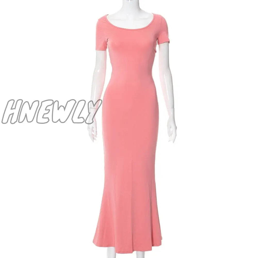 Hnewly Satin Slip Sleeveless Backless Maxi Dress Women Y2K Summer Bodycon Elegant Sexy Outfits
