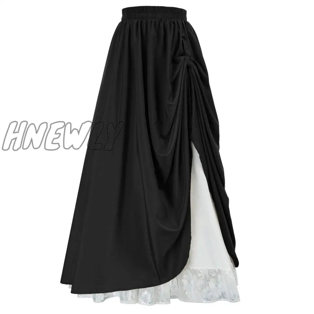 Hnewly Scarlet Darkness Women’s Gothic Steampunk Skirt Victorian High-Low Bustle Renaissance