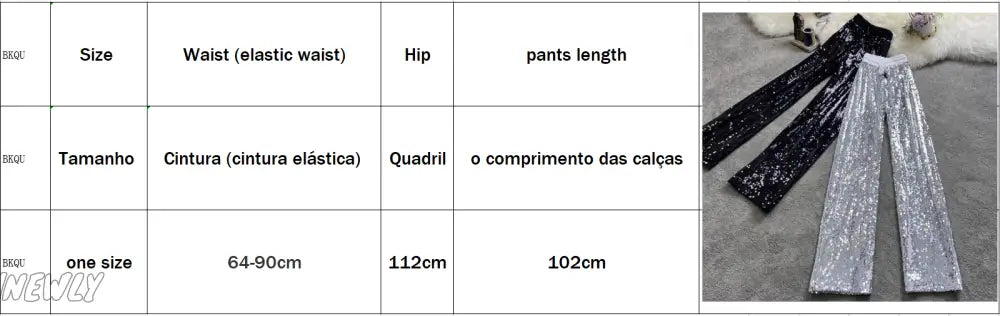 Hnewly Sequine Sexy Flare Pants Party Women Spring Fashion Y2K High Waist Silver Glitter Black Long