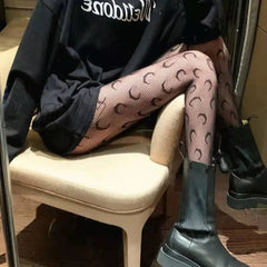 Hnewly Sexy Gothic Tights Pantyhose Women Fashion Punk Style Hole Fishnet Stockings Anime Lolita