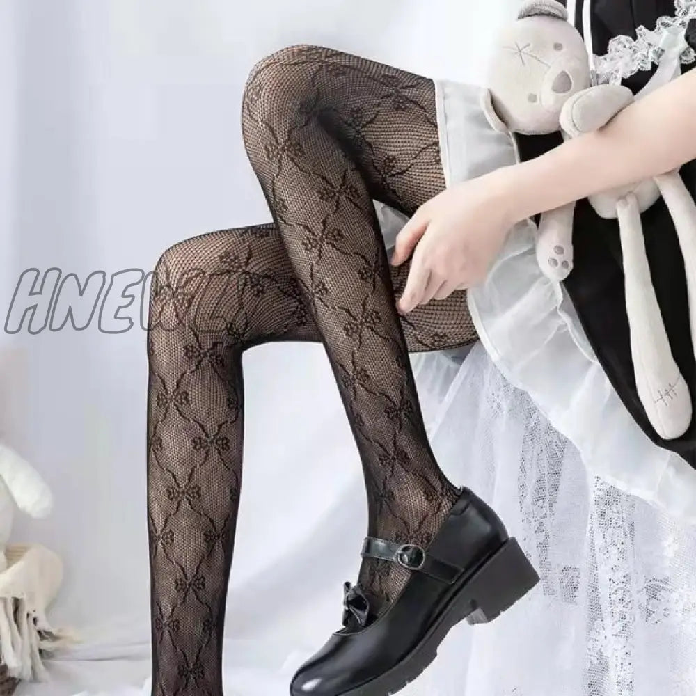 Hnewly Sexy Gothic Tights Pantyhose Women Fashion Punk Style Hole Fishnet Stockings Anime Lolita