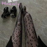Hnewly Sexy Gothic Tights Pantyhose Women Fashion Punk Style Hole Fishnet Stockings Anime Lolita