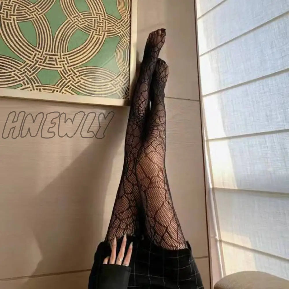 Hnewly Sexy Gothic Tights Pantyhose Women Fashion Punk Style Hole Fishnet Stockings Anime Lolita