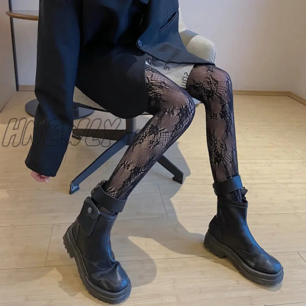 Hnewly Sexy Gothic Tights Pantyhose Women Fashion Punk Style Hole Fishnet Stockings Anime Lolita