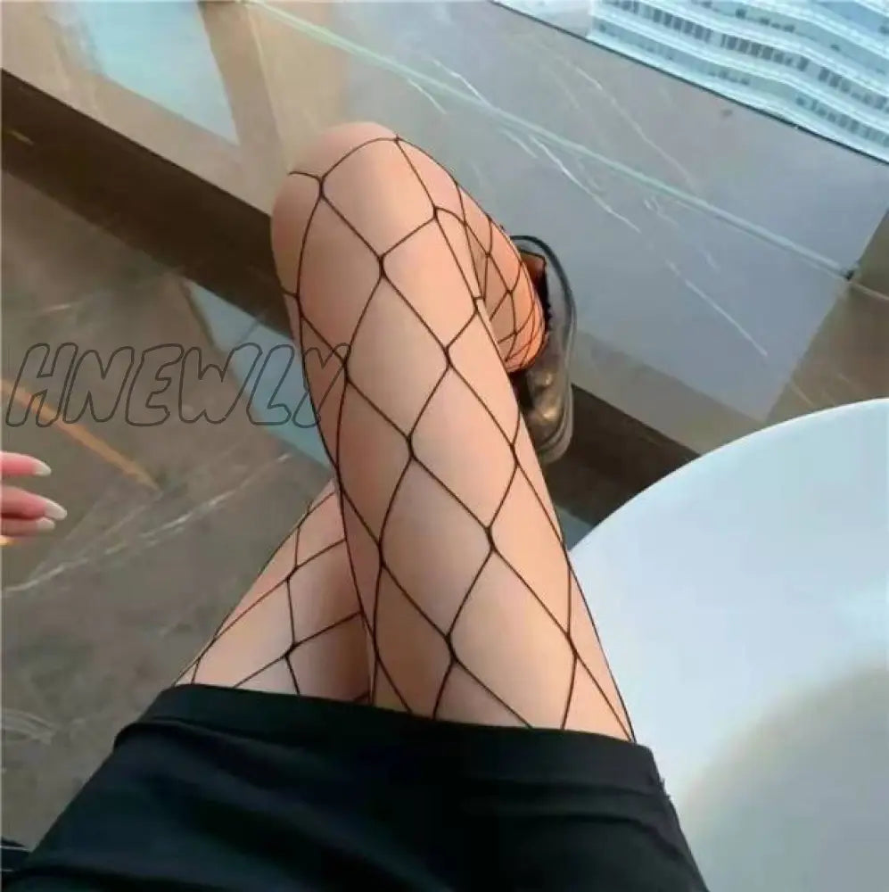 Hnewly Sexy Gothic Tights Pantyhose Women Fashion Punk Style Hole Fishnet Stockings Anime Lolita