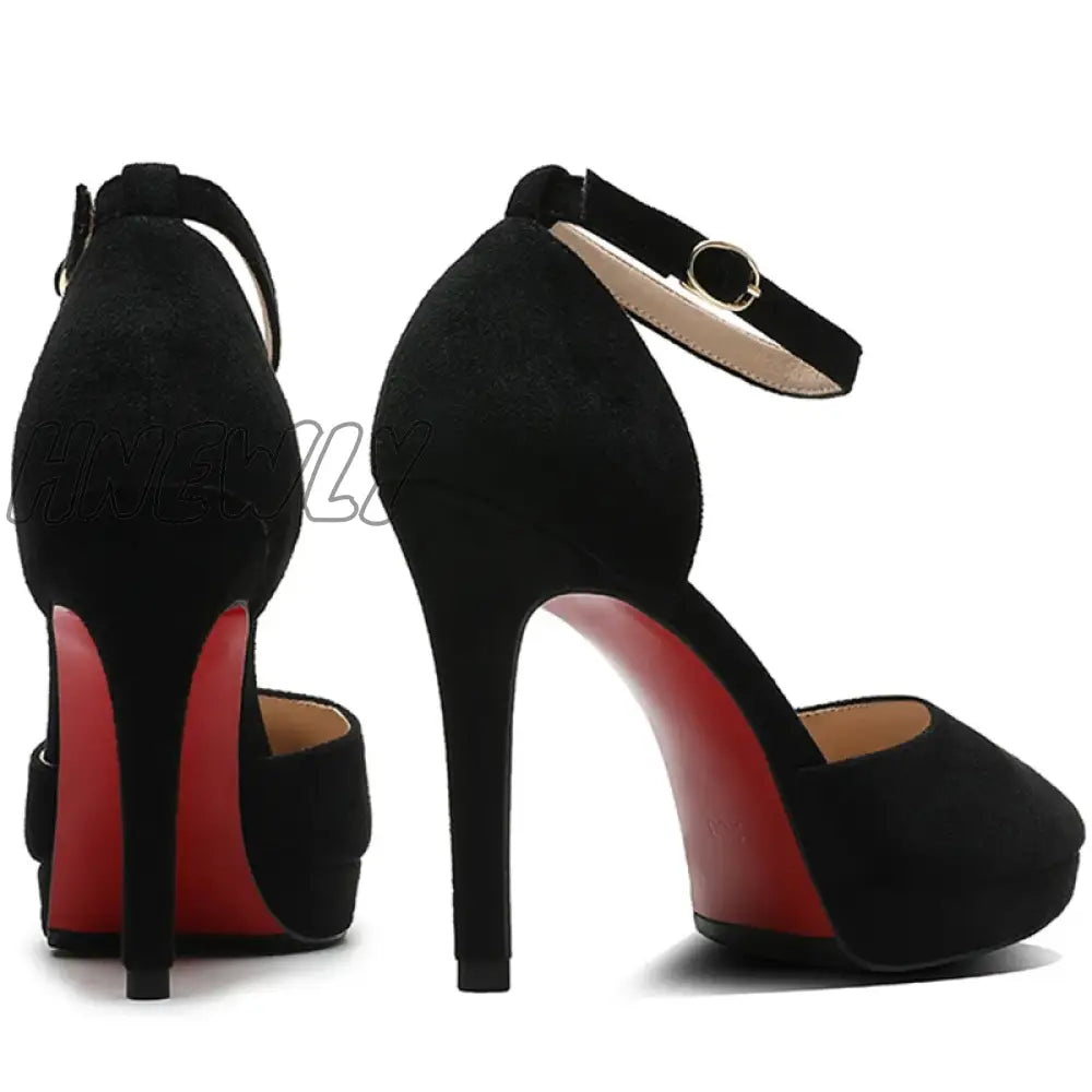 Hnewly Sexy Platform 10Cm High Heels Thin Pointed Toe Women Single Shoes Word Buckle Pumps Mid