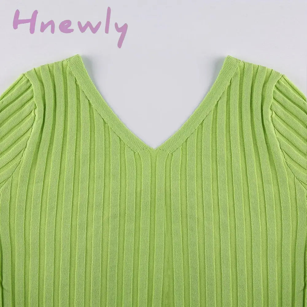 Hnewly Sexy Split Skinny Crop Top Women Long Sleeve Mini Autumn T Shirts Y2K Casual Streetwear Tees