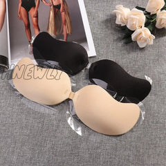 Hnewly Sexy Sujetador Women’s Bra Invisible Push Up Bra Self-Adhesive Silicone Seamless Front