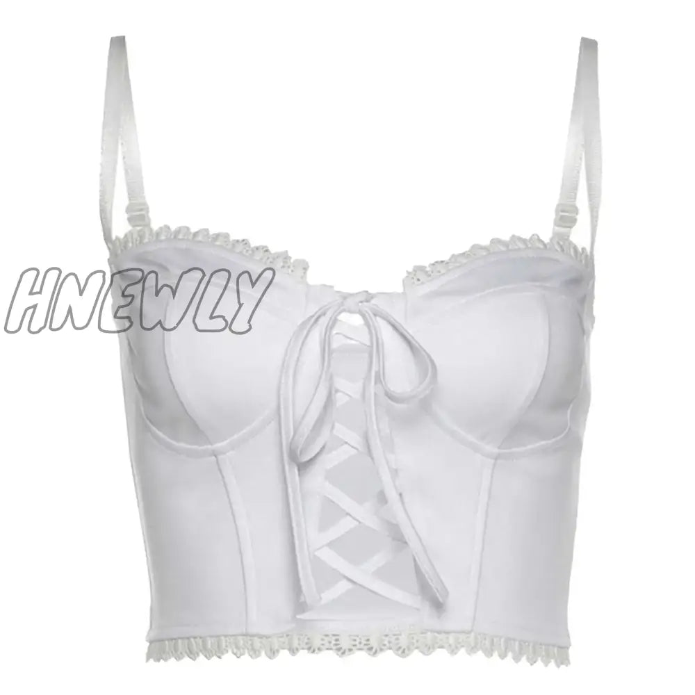 Hnewly Sexy V Neck Lace Trim Mesh Patchwork Crop Top Women E Girls Fashion Casual Vintage Y2K
