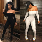 Hnewly Sexy Women Jumpsuits Ladies Clothes Long Sleeve Off Shoulder Bodycon Playsuit Party Jumpsuit