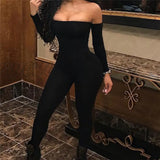 Hnewly Sexy Women Jumpsuits Ladies Clothes Long Sleeve Off Shoulder Bodycon Playsuit Party Jumpsuit