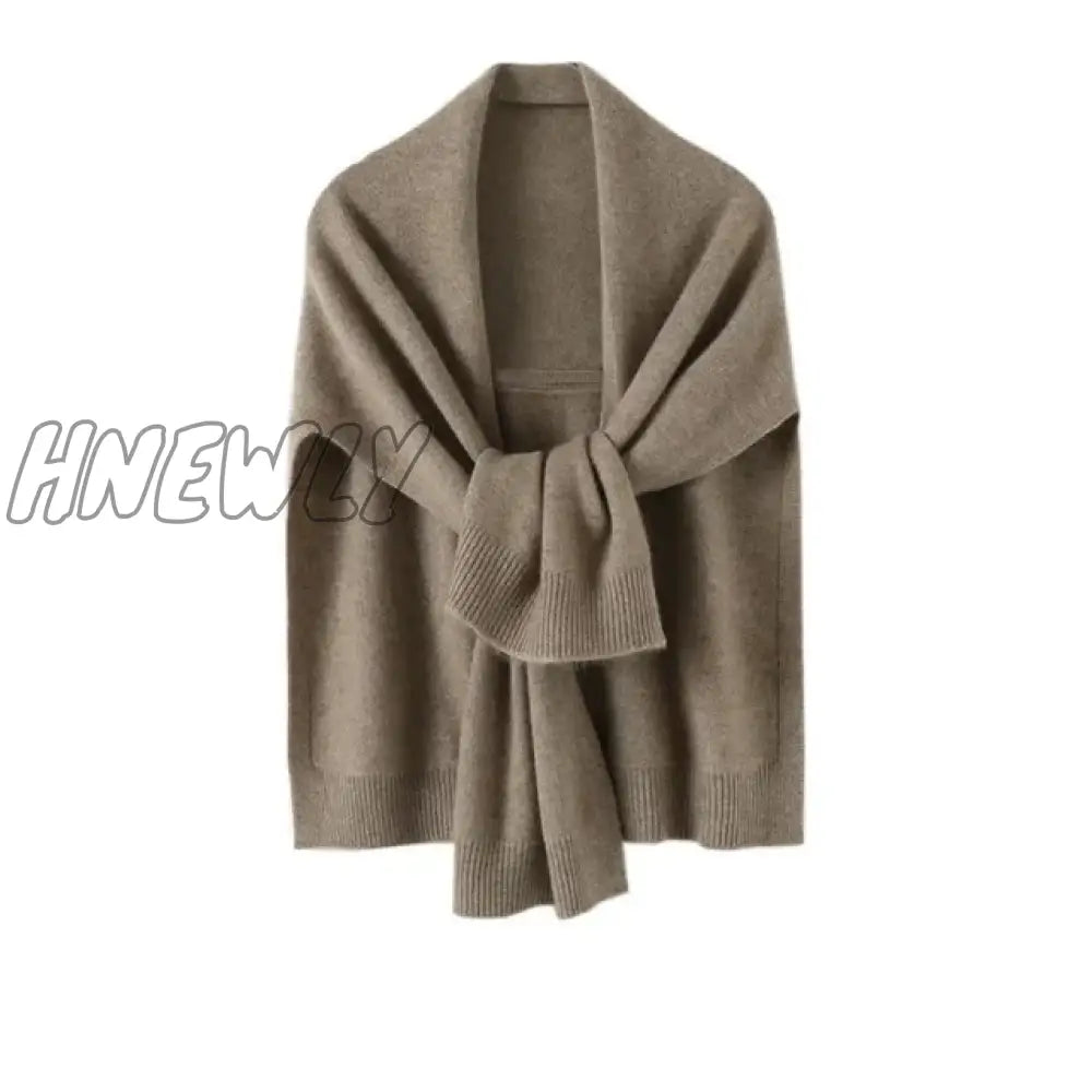 Hnewly Shawl Knitted Tops Cape Autumn Winter New Korean Fashion Sweter Damski Warm Wild Solid Scarf