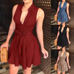 Hnewly Short Dresses Elegant Evening Casual New Summer Women Sexy Mini Vestidos De Muje Lace Solid