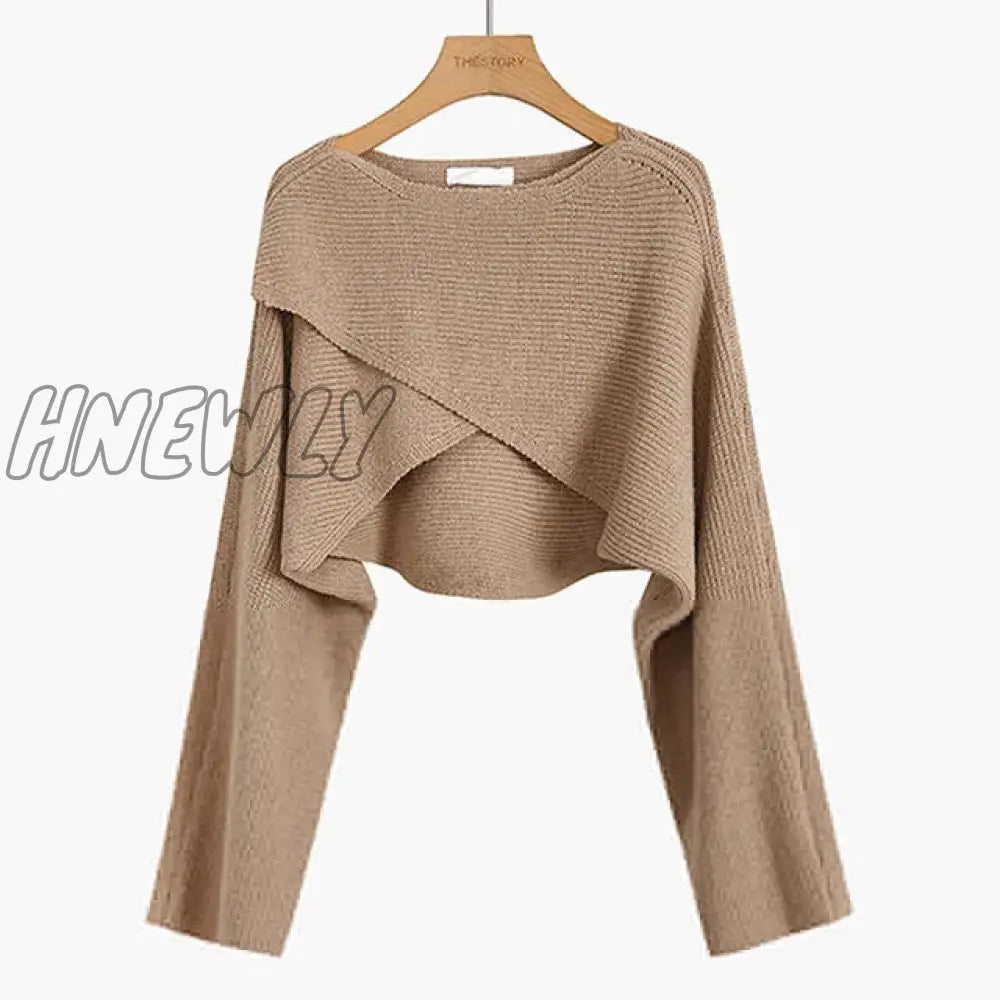 Hnewly Short Pullovers Sweaters Autumn Winter Streetwear Knitted Sweater Women’s Long Sleeve