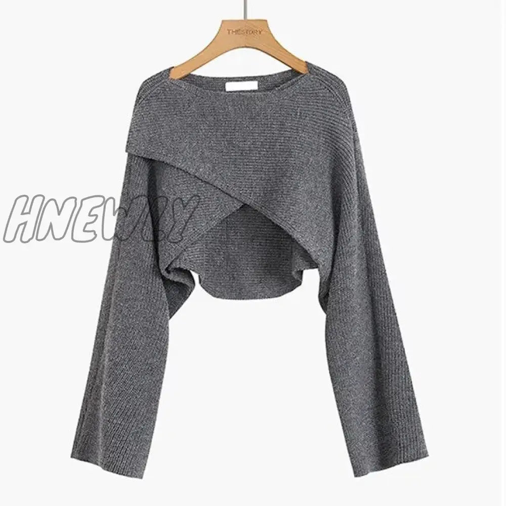 Hnewly Short Pullovers Sweaters Autumn Winter Streetwear Knitted Sweater Women’s Long Sleeve