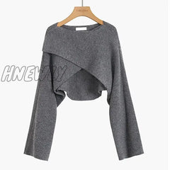 Hnewly Short Pullovers Sweaters Autumn Winter Streetwear Knitted Sweater Women’s Long Sleeve