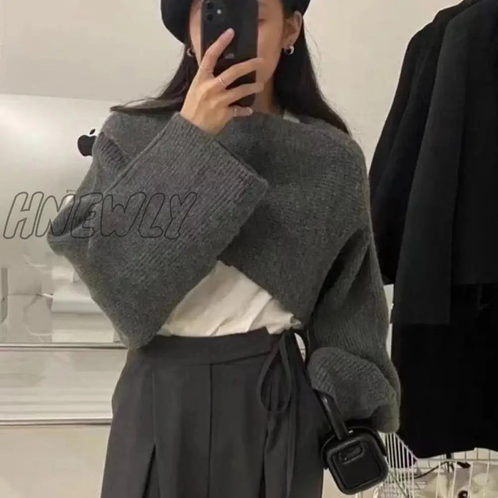 Hnewly Short Pullovers Sweaters Autumn Winter Streetwear Knitted Sweater Women’s Long Sleeve