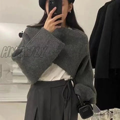 Hnewly Short Pullovers Sweaters Autumn Winter Streetwear Knitted Sweater Women’s Long Sleeve