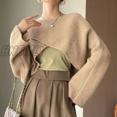 Hnewly Short Pullovers Sweaters Autumn Winter Streetwear Knitted Sweater Women’s Long Sleeve