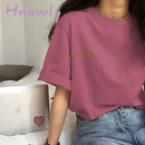 Hnewly Short Sleeve T - Shirts Women Summer Embroidery Loose Korean Style Simple All - Match Trendy