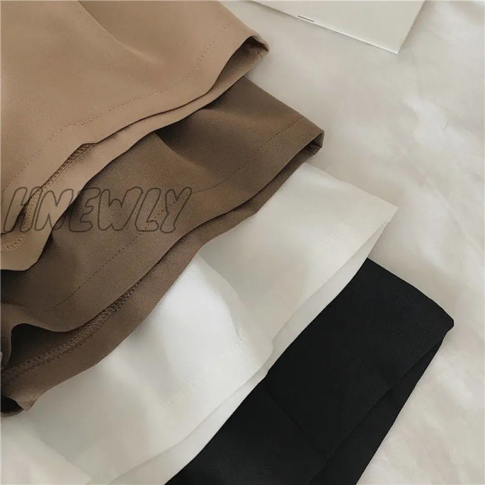 Hnewly Shorts Women Fashion Simple Casual Solid Comfortable High Waist Trousers Ulzzang Pleated