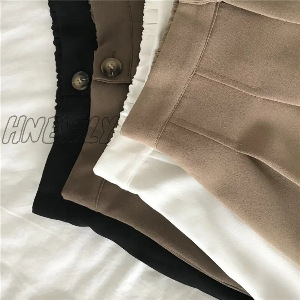Hnewly Shorts Women Fashion Simple Casual Solid Comfortable High Waist Trousers Ulzzang Pleated