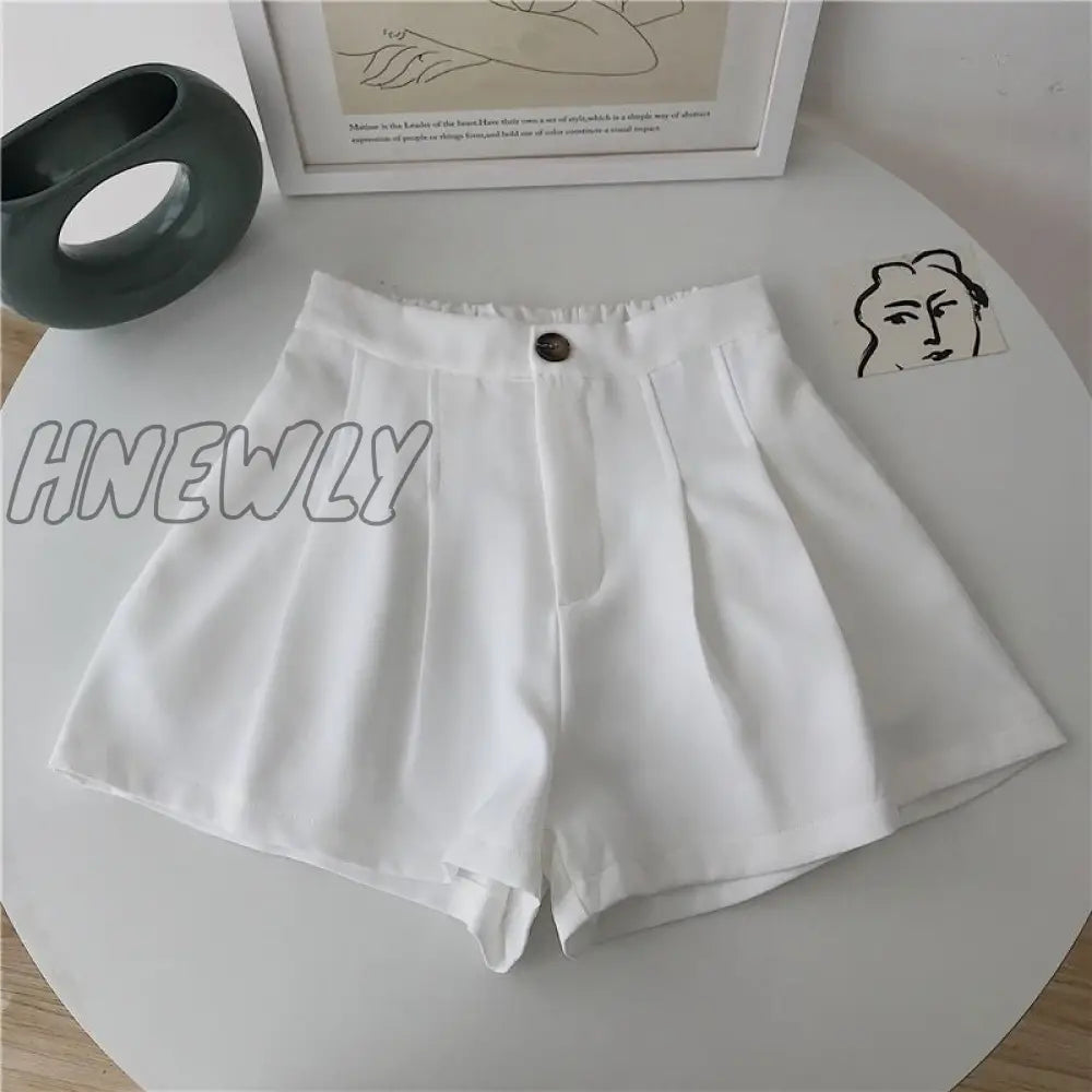 Hnewly Shorts Women Fashion Simple Casual Solid Comfortable High Waist Trousers Ulzzang Pleated