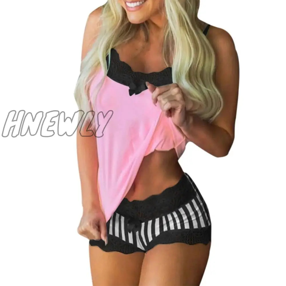 Hnewly Silk Pajamas For Women Pyjama Sets 2 Piece Lace Underwear Summer Pijama Suits Shorts Breve