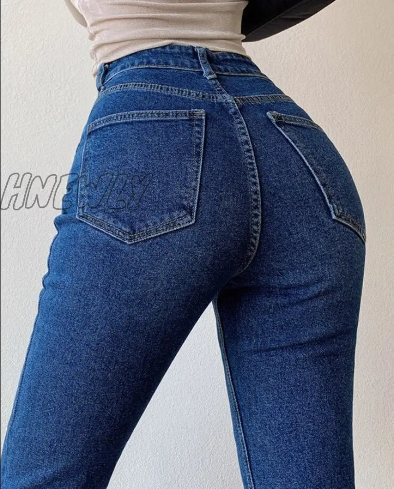 Hnewly Skinny Bell Bottom Jeans High Waist Stretch Straight Slim Fit Flared Denim Pants Fashion
