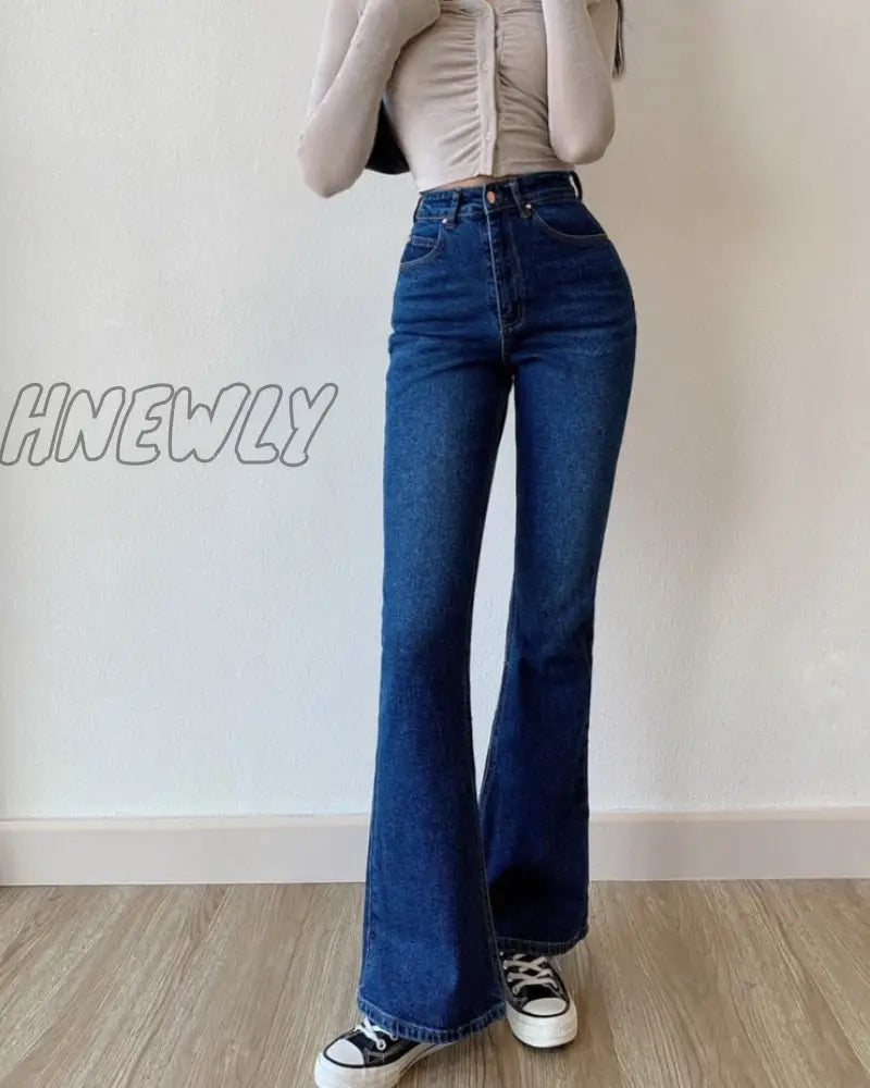 Hnewly Skinny Bell Bottom Jeans High Waist Stretch Straight Slim Fit Flared Denim Pants Fashion