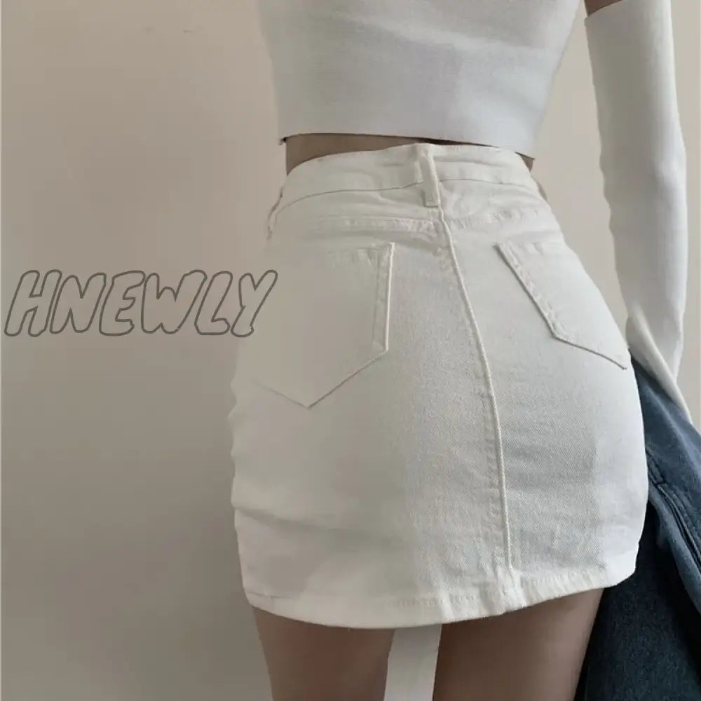 Hnewly Skirts Women Fashion Solid Design Denim High Waist Students Minimalist Comfort Daily Basic