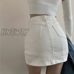 Hnewly Skirts Women Fashion Solid Design Denim High Waist Students Minimalist Comfort Daily Basic