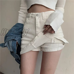 Hnewly Skirts Women Fashion Solid Design Denim High Waist Students Minimalist Comfort Daily Basic