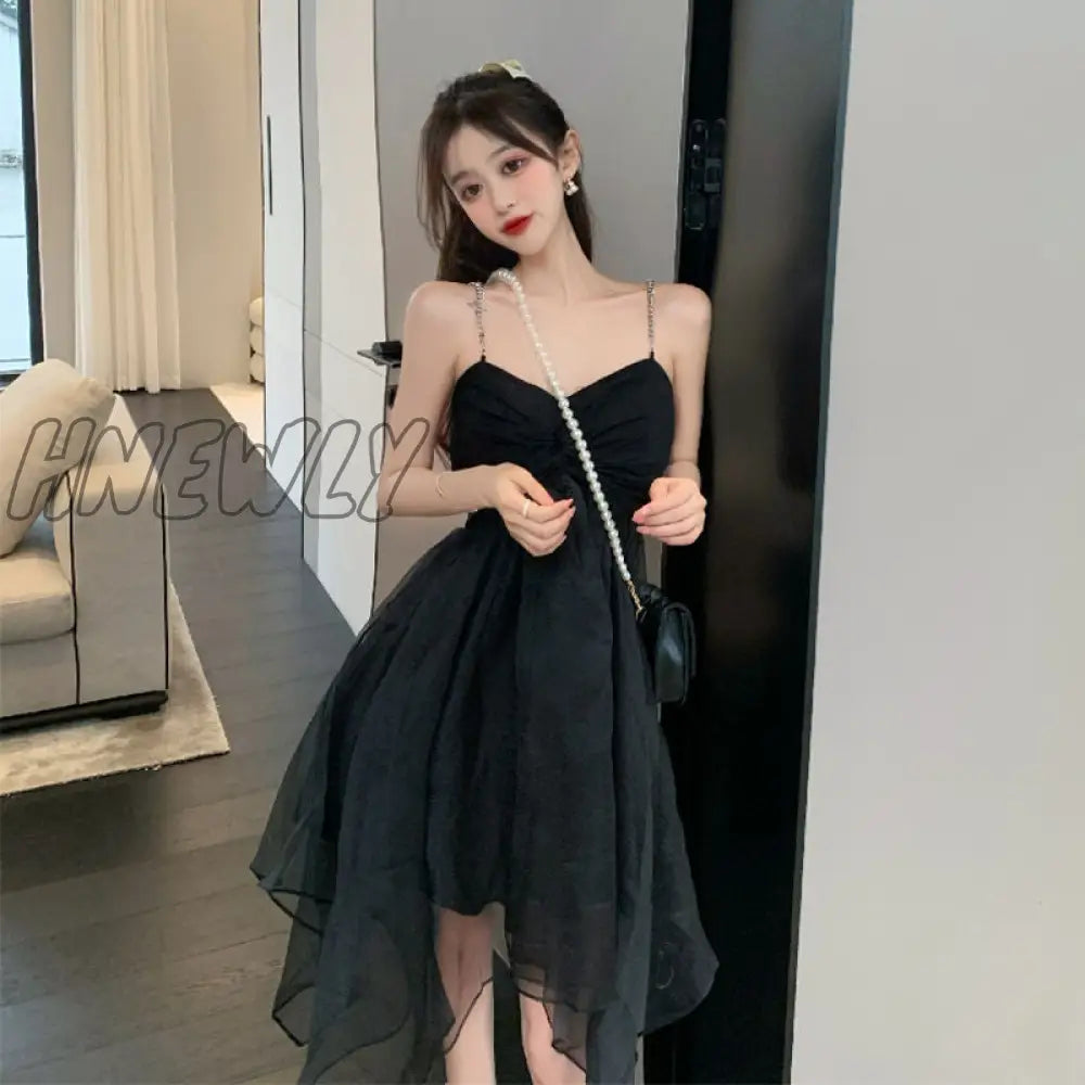 Hnewly Sleeveless Dresses Fashion Korean Sundress Summer Gauze Solid Sweet Sexy Ladies Simple