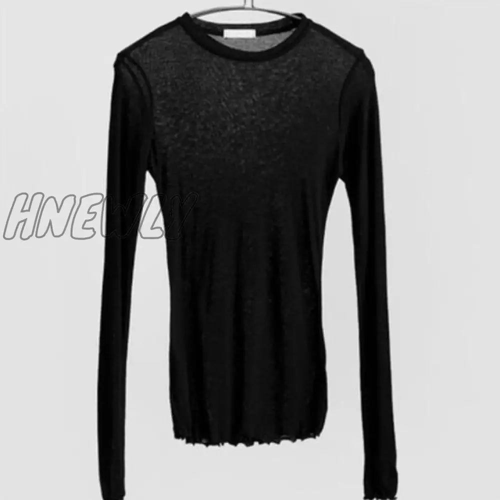 Hnewly Slim High Quality Plain T Shirt Women Cotton Elastic Basic T - Shirts Female Casual Tops