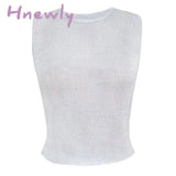 Hnewly Sliver Women’s Sleeveless Slim Fit Tank Tops Casual See-Through Top Vest Corect Sequin