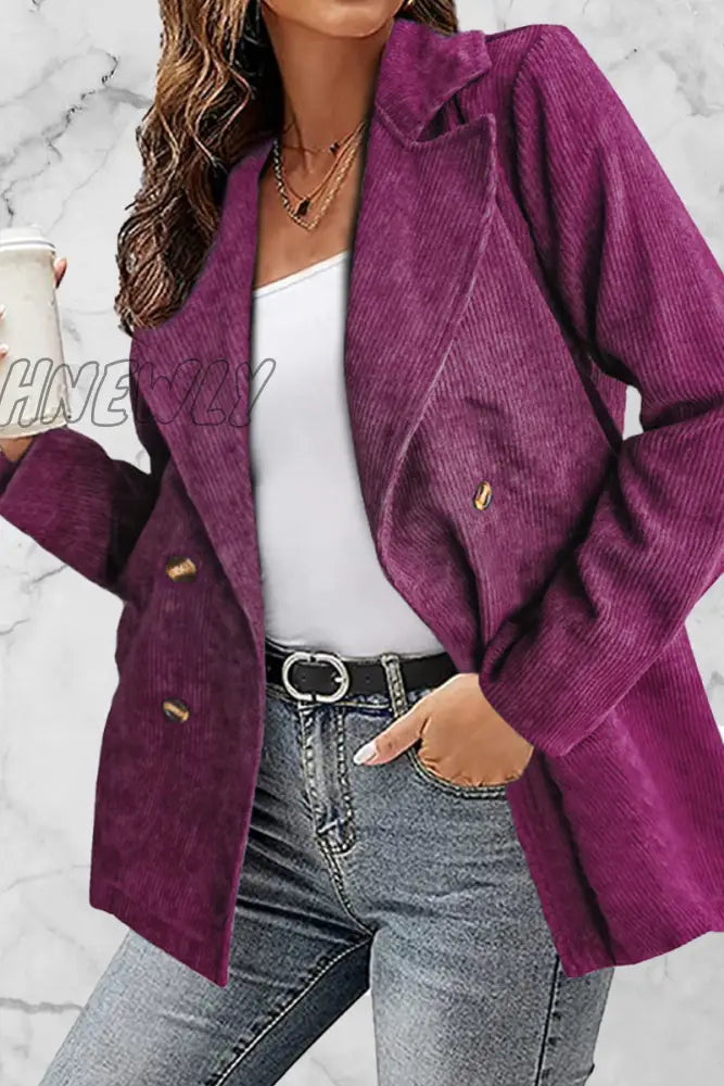 Hnewly - Solid Patchwork Turndown Collar Outerwear(10 Colors) Fuchsia / S Outerwear/Suit Jacket