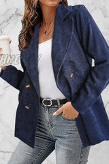 Hnewly - Solid Patchwork Turndown Collar Outerwear(10 Colors) Tibetan Blue / S Outerwear/Suit Jacket