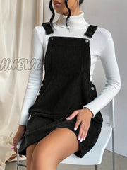 Hnewly Solid Pocket Front Overall Dress Elegant Sleeveless With Buttons Women’s Clothing