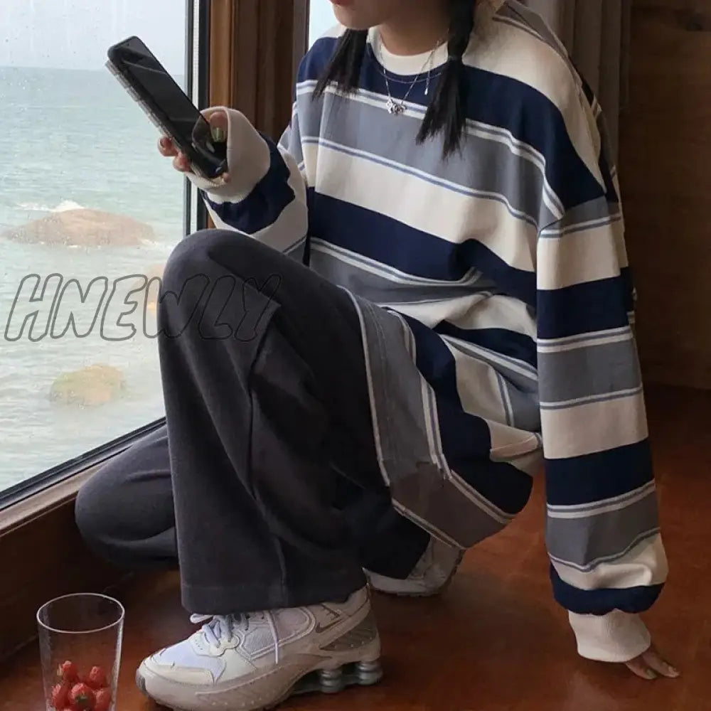 Hnewly Spring Autumn Striped Hoodies Women Fashion Long Sleeve Hoodie Sweatshirt Harajuku Jumper
