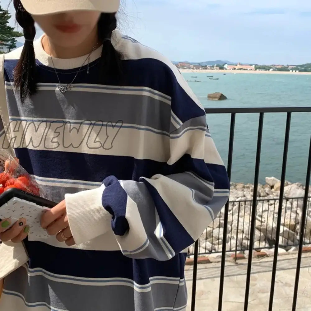 Hnewly Spring Autumn Striped Hoodies Women Fashion Long Sleeve Hoodie Sweatshirt Harajuku Jumper