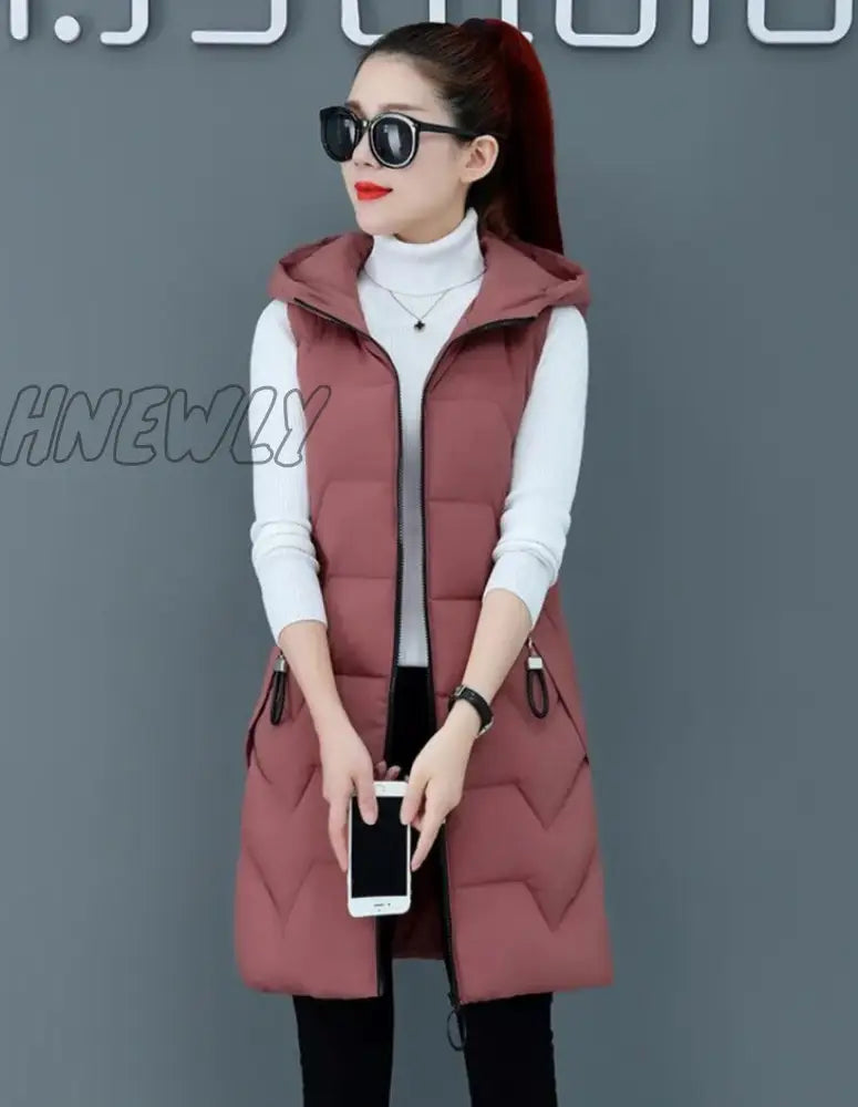 Hnewly Spring Autumn Women Vest Cotton Waistcoat Plus Size 3Xl Long Section New Slim Padded Coat