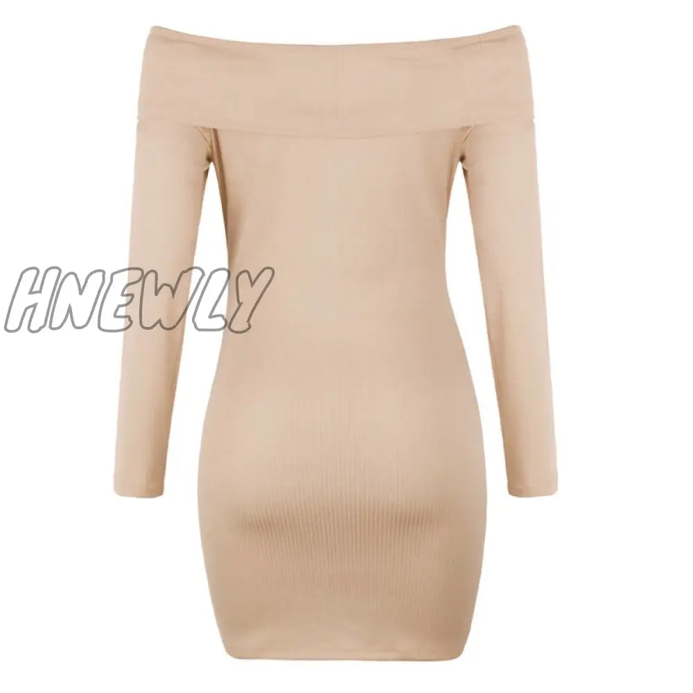 Hnewly Spring New Style Women’s Pregnancy Casual Slash Neck Mini Dress Maternity Long Sleeve