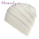 Hnewly Stay Warm And Stylish With This Brimless Thermal High Bun Ponytail Winter Beanie Hat! 2#