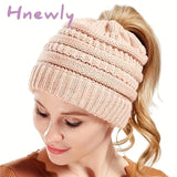 Hnewly Stay Warm And Stylish With This Brimless Thermal High Bun Ponytail Winter Beanie Hat!