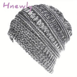 Hnewly Stay Warm And Stylish With This Brimless Thermal High Bun Ponytail Winter Beanie Hat! 4#