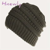 Hnewly Stay Warm And Stylish With This Brimless Thermal High Bun Ponytail Winter Beanie Hat! 7#